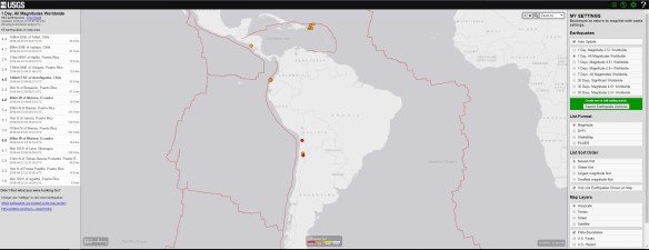 Day, All Magnitudes Worldwide Earthquakes (USGS)